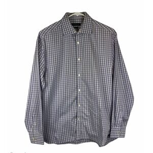 John Varvatos Mens Size 15.5 X 32/33 Slim Fit Purple Plaid Button Up Dress Shirt
